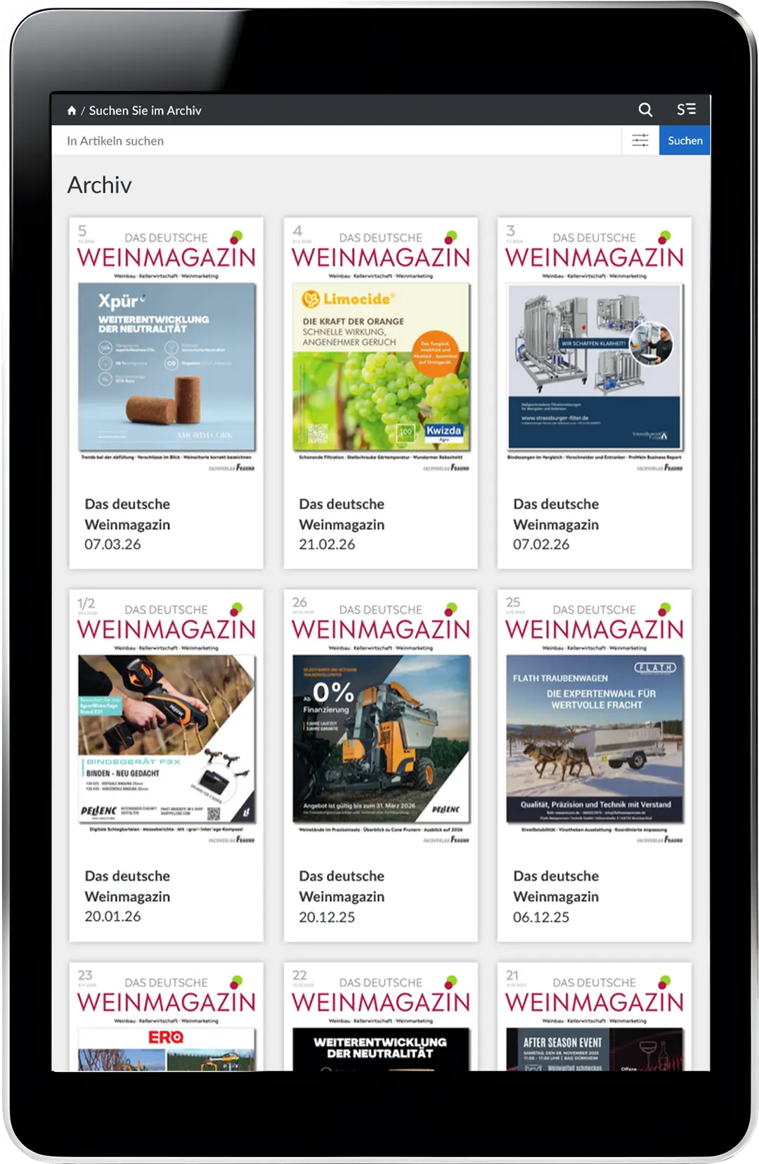 DWM E-Paper Archiv auf dem Tablet